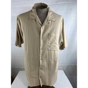 Men’s Domani Platinum Casual Button Down Shirt Size XL Tan/Beige Short Sleeve
